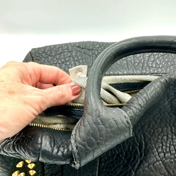 MCM Black Satchel with Gold Studs - Picture 8 of 8